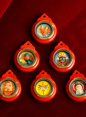 擦擦唐卡朱砂挂件唐卡手绘吊坠擦擦嘎乌盒五爷扎基拉姆朱砂吊坠正