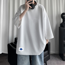 70% sleeve t-shirt male round collar ice silk thin section short sleeve loose tide ins casual day series big size 78 80% sleeve blouses