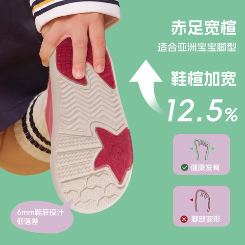 TOPSTAR宽楦儿童帆布鞋防滑26秋季女童幼儿园鞋男童透气软底鞋 - 图0