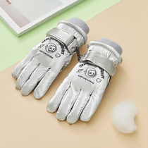 6-12 Year Olds Warm Gloves Winter Boy Ski Five Fingers Thickened Suede Waterproof Cute Student Boy Cotton Gloves