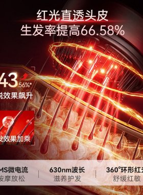 头部按摩器全自动揉捏电动按摩梳红光生发梳头皮按摩器头部按摩仪