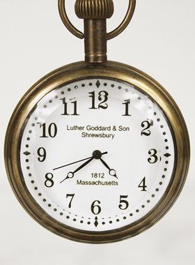 美式风黄铜复古做旧小钟表指南针