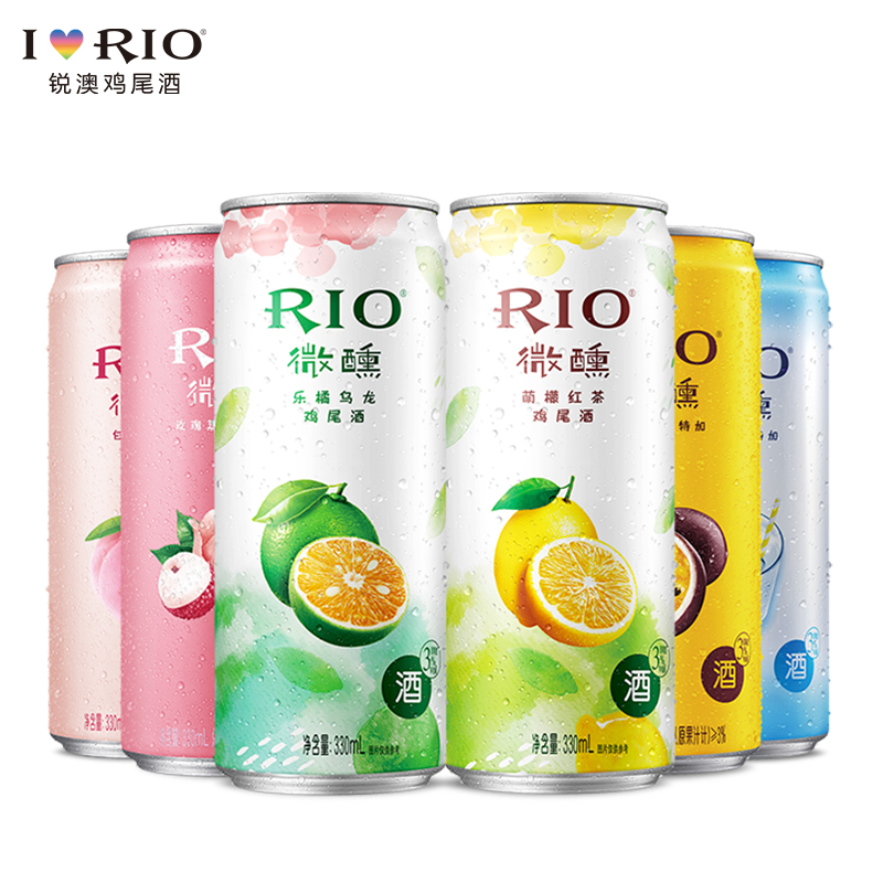 锐澳师捷专卖店RIO锐澳鸡尾酒微醺网红果茶新趣6口味330ml*6罐预调酒正品整箱3