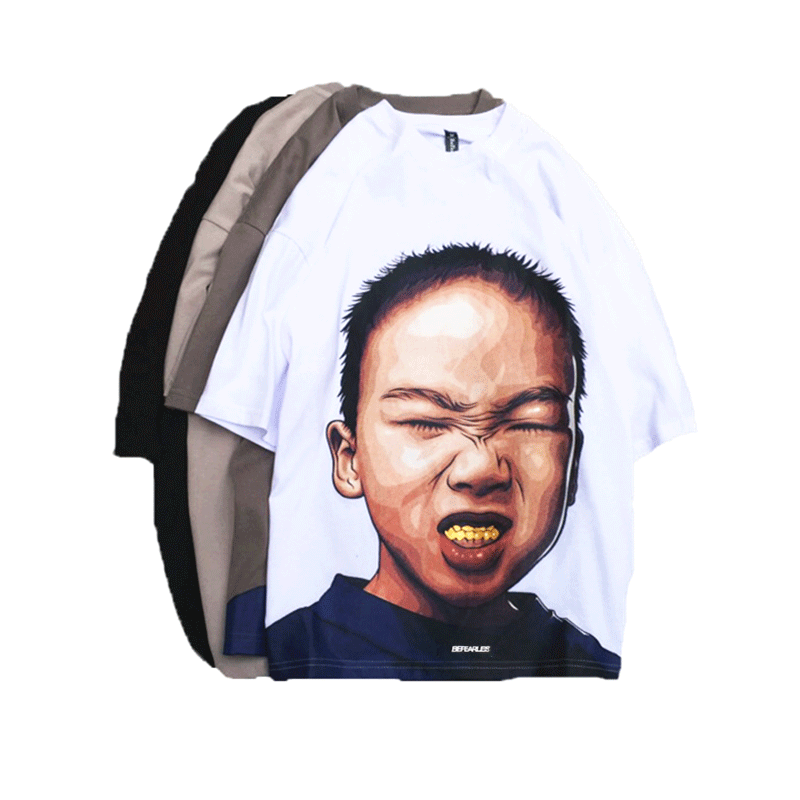 衫将欧美街头嘻哈短袖男宽松潮t恤 衫将T恤