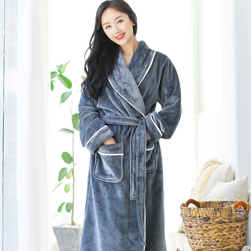 冬季长款法兰绒情侣款一对男睡袍 序牧睡袍/浴袍