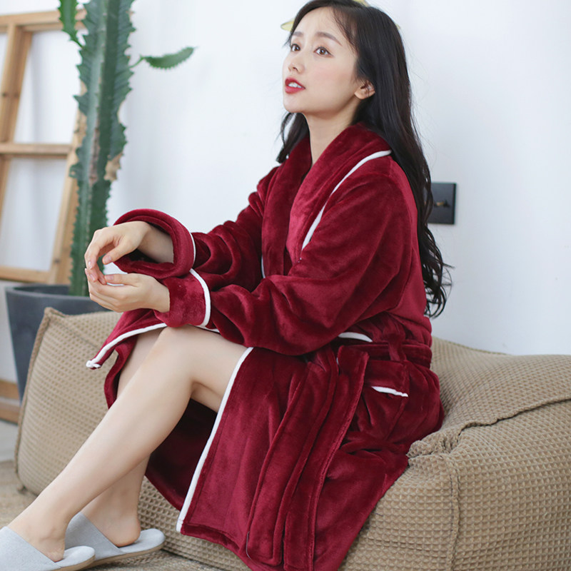 冬季长款法兰绒情侣款一对男睡袍 序牧睡袍/浴袍