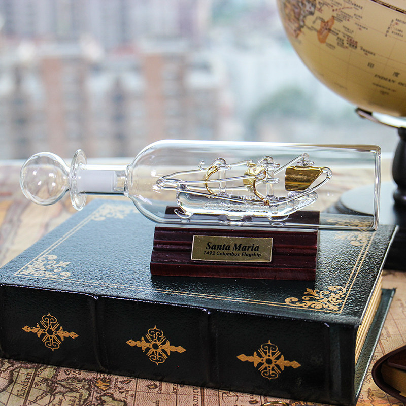 一帆风顺玻璃帆船许愿瓶许愿瓶工艺装饰品瓶中船商务礼品复古摆件