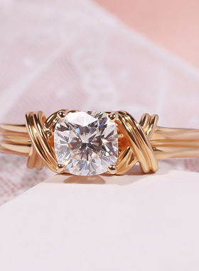 欧美白金白色锆石戒指交织花纹点钻戒指女饰品礼物