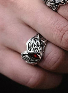 新款深渊恶魔之眼堕落天使翅膀男士马眼戒指饰品