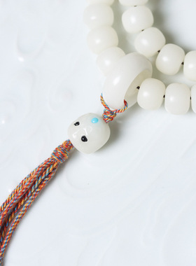 天然白玉菩提苹果珠DIY阿呆款手链编绳桶珠男女士念珠饰佛珠手链