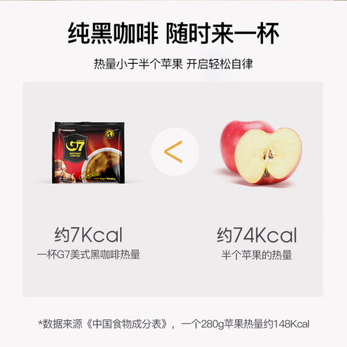 G7旗舰店美式速溶黑咖啡无糖0脂燃减正品学生提神纯咖啡粉100包 - 图2