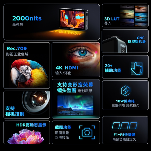 神牛GM6s Pro相机监视器GM55摄影机监视屏5.5寸 7S微单单反高清HDMI导演4K 7寸显示器外接无线图传外录机摄影 - 图0