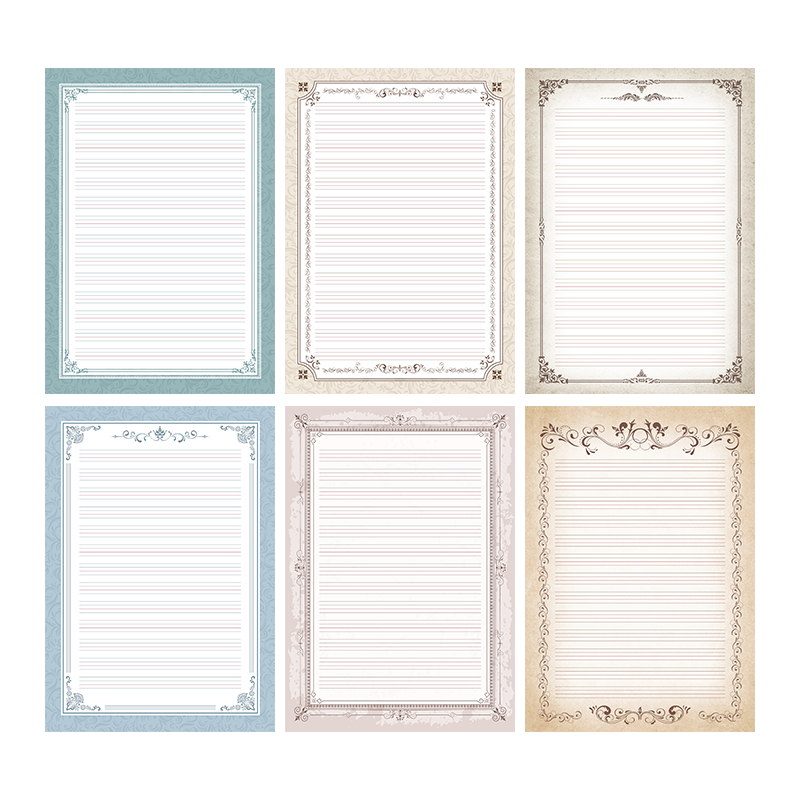 欧式复古风英语作业纸信纸A4彩色英文作文纸四线三格学生作品比赛 - 图3