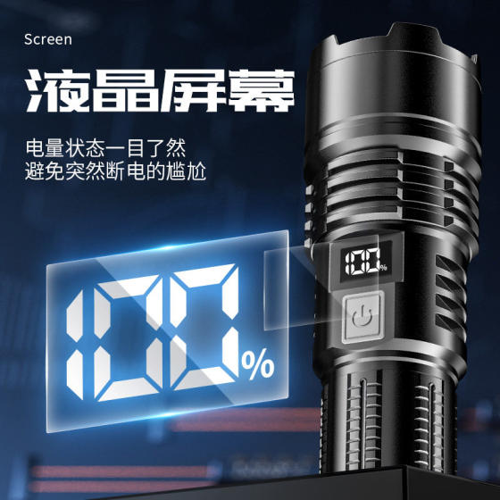 Rtn white laser digital display large capacity zoom flashlight