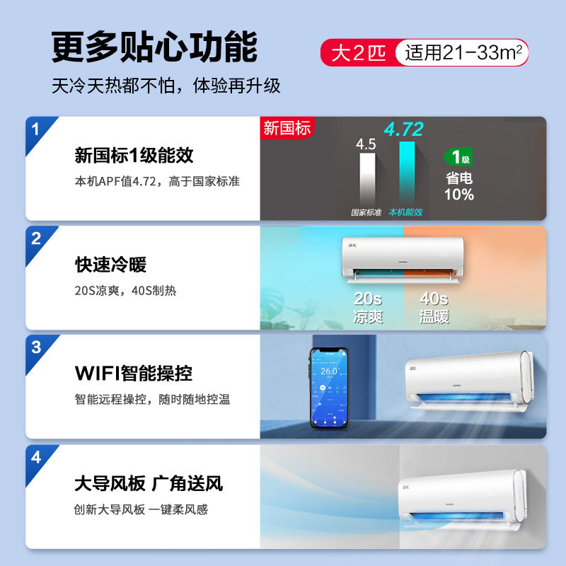科龙2匹挂机大2p一级能效变频 科龙购易电空调
