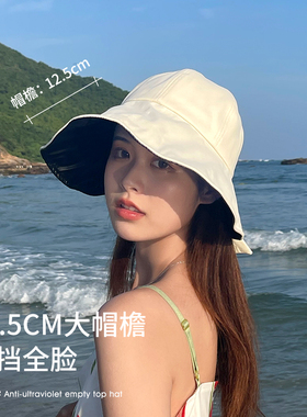 【杨同学】蝴蝶结黑胶防晒渔夫帽