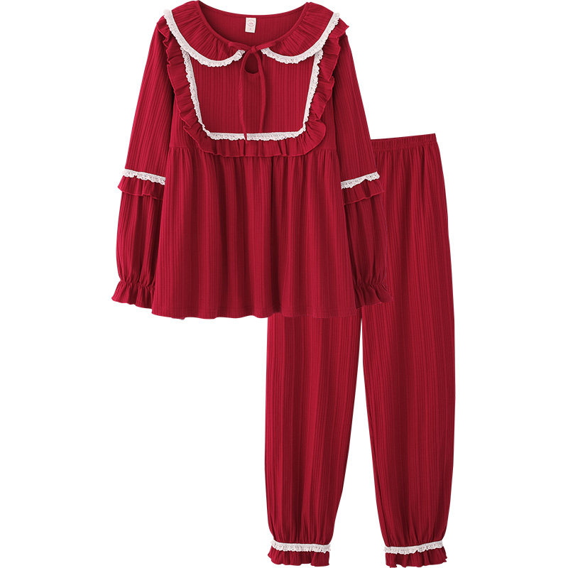 优慕尔情侣春秋纯棉长袖结婚睡衣 优慕尔睡衣/家居服套装