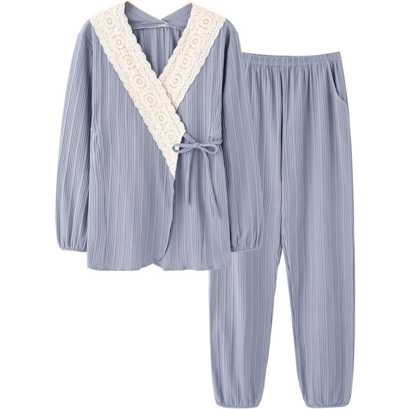 优慕尔情侣春秋款纯棉长袖和服睡衣 优慕尔睡衣/家居服套装