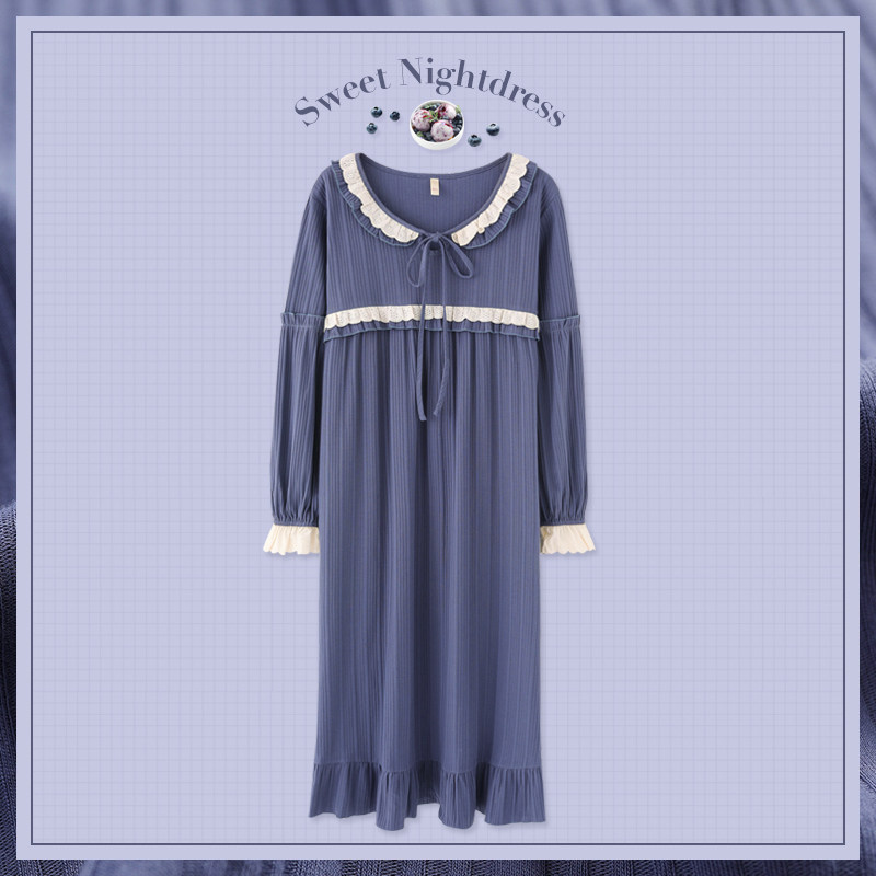 睡裙春秋纯棉长袖可爱日系甜美长裙 优慕尔睡裙