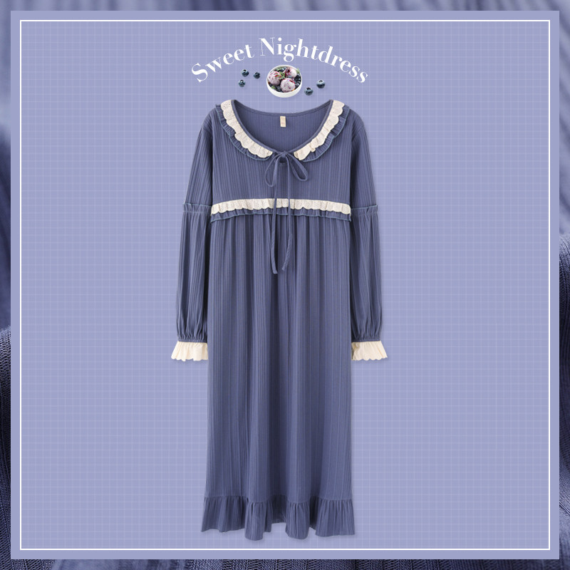 睡裙春秋纯棉长袖可爱日系甜美长裙 优慕尔睡裙