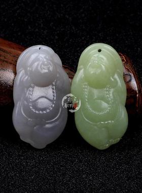 天然和田玉吊坠逍遥弥勒佛大肚笑