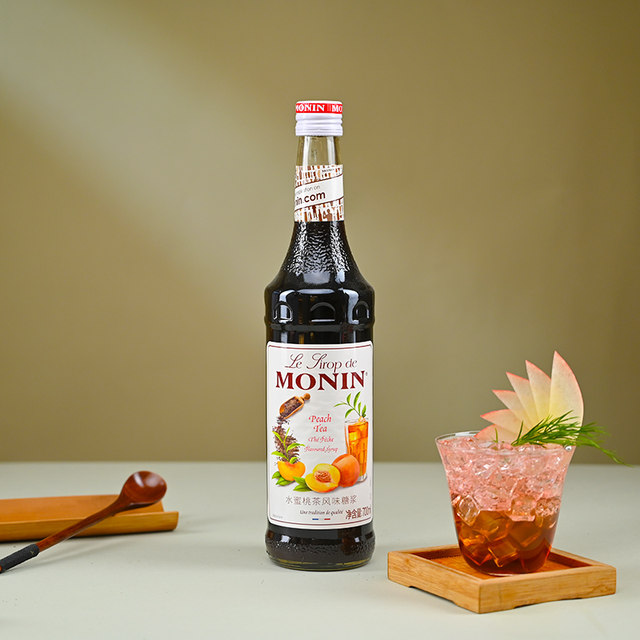 MONIN Peach Tea Flavored Syrup Glass