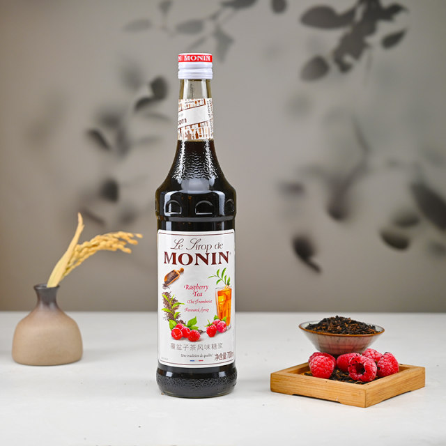 MONIN Raspberry Tea Flavored Syrup Glass