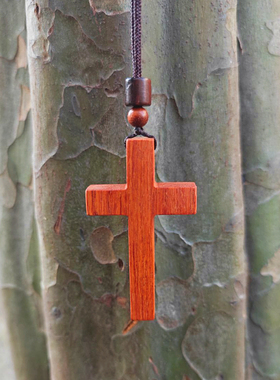 红檀血檀十字架情侣毛衣链