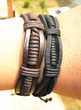 时尚风真皮编织韩版复古情侣手环
