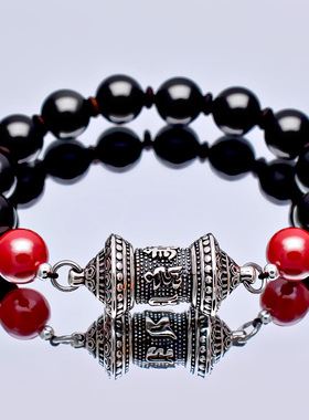 S925纯银藏经筒帝王朱砂如意手串