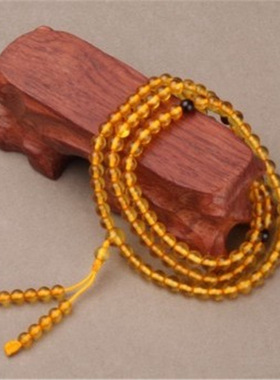 蜜蜡圆珠散珠二代荧光鸡油黄琥珀