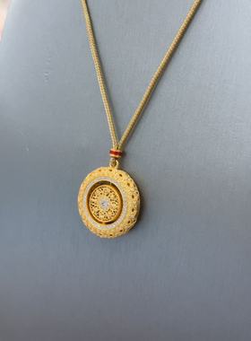 足银点钻花丝如意可转动八宝罗盘吊坠项链国风送女友礼物