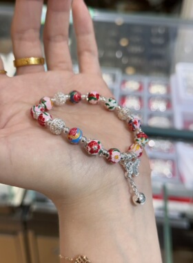 足银十二花神手链女新中式国风珐琅彩蝴蝶手串送女友