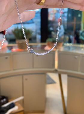 微笑双T s925银满钻项链锁骨链女款精致时尚百搭爆款首饰送女友