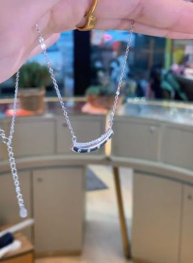 双层微笑s925纯银微镶轻奢满钻项链锁骨链韩国简约百搭微笑短链子