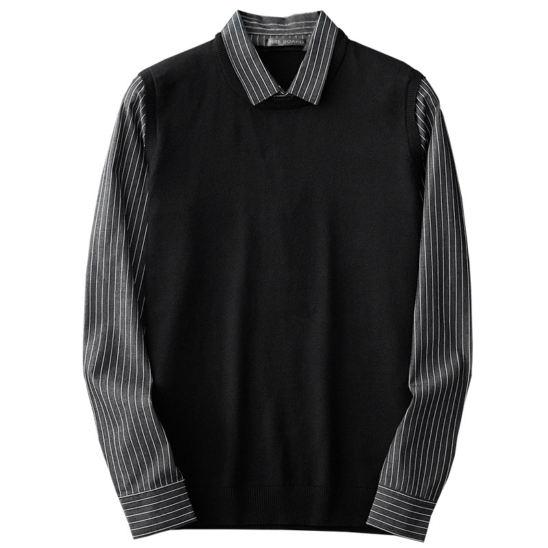 假两件衬衫领针织衫男士马甲潮毛衣 火顿针织衫/毛衣