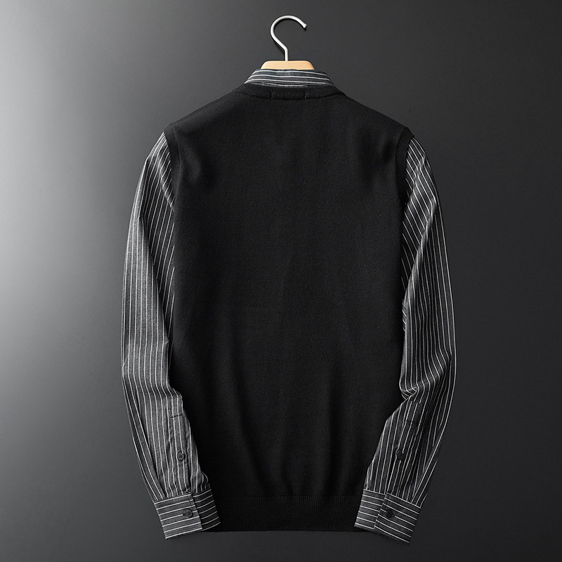 假两件衬衫领针织衫男士马甲潮毛衣 火顿针织衫/毛衣