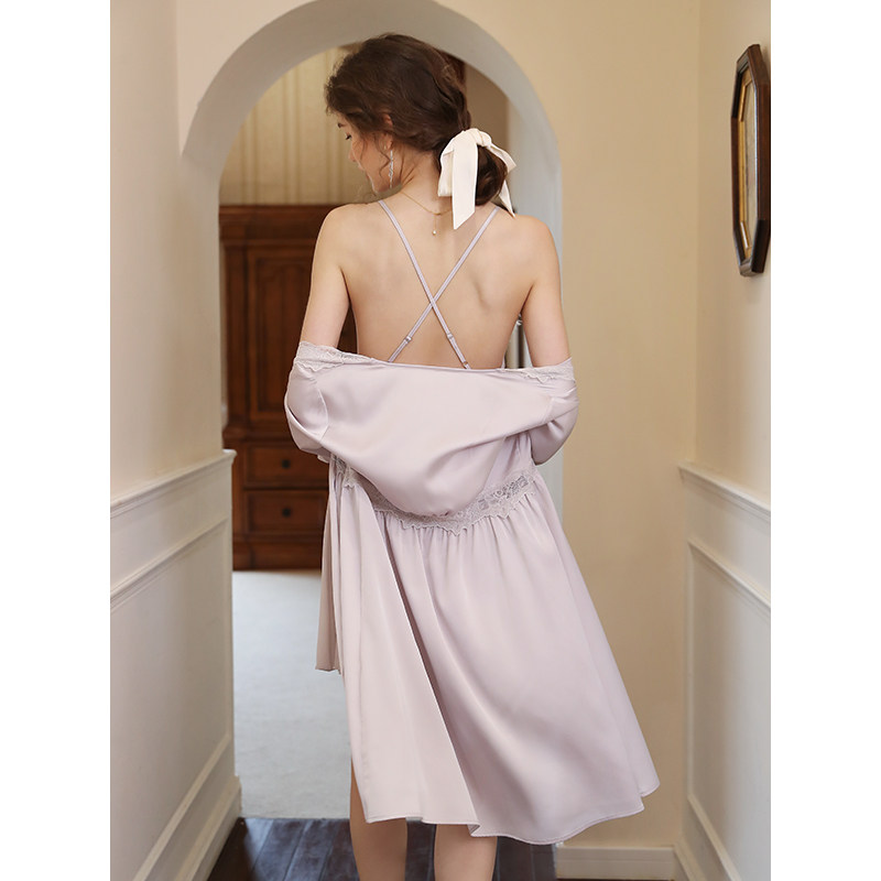 吊带两件套带春秋款2022新款感睡裙 例蕾睡衣/家居服套装