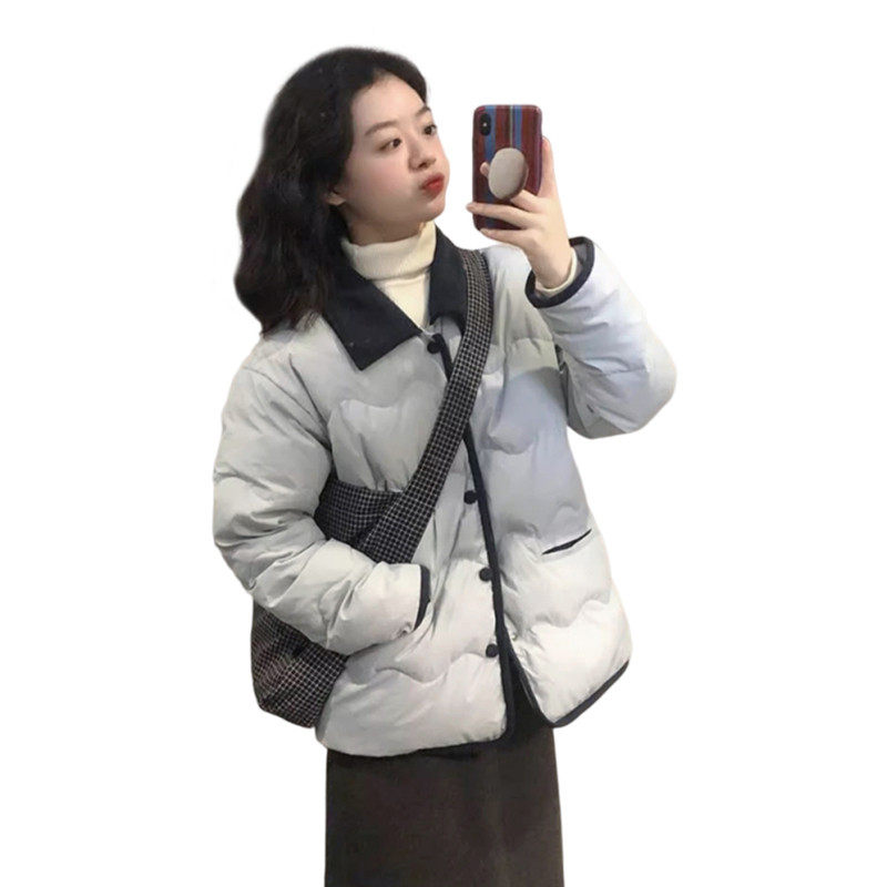 冬季蓝色夹棉短款外套女装小香风2026新款超好看轻薄棉袄上衣棉服,淘宝优惠券,粉丝福利购,淘宝优惠卷