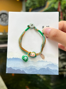 杭州灵隐文创2025新款手工编织五彩绳端午礼盒爱心绳手串青蛇别针