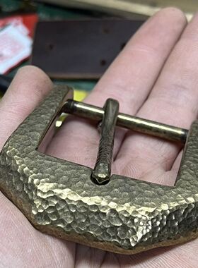 纯铜皮带扣实心腰带扣头裤带卡子配件4.0cm锤纹裤带扣