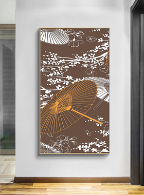 入户玄关装饰画金泊立体浮雕走廊挂画新中式手工丝绢肌理挂画壁画