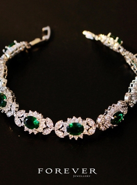 祖母绿手链手镯锆石彩宝蓝宝石