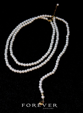 双层人造珍珠项链小众设计感choker甜酷锁骨链新娘结婚礼服配饰品