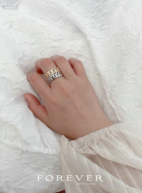 女生铜镀白金简约质感镶钻戒指