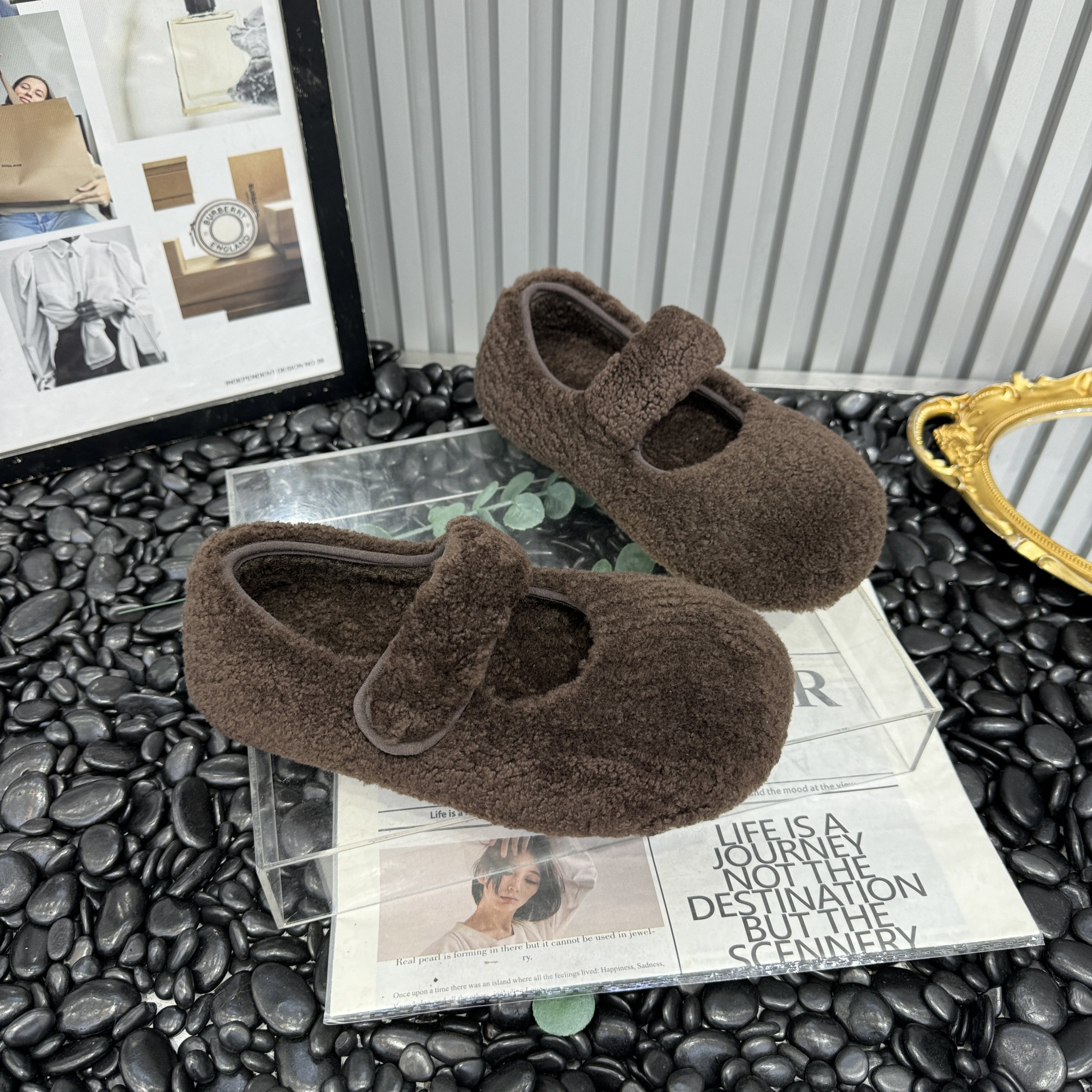 2025新款真皮羊羔毛毛平底平跟内增高百搭女鞋豆豆鞋玛丽珍勃肯鞋,淘宝优惠券,粉丝福利购,淘宝优惠卷