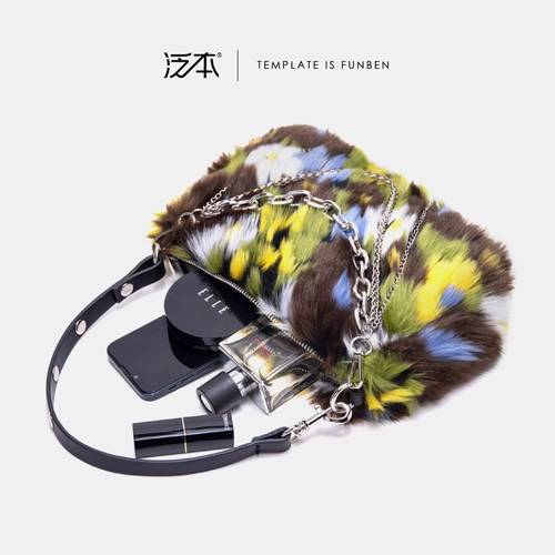 Демисезонная оригинальная дизайнерская мягкая модная цепь, сумка подмышку, в цветочек