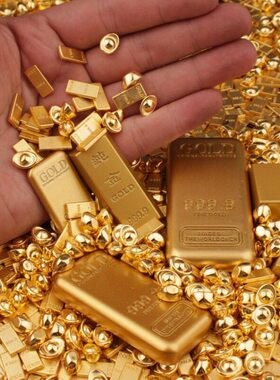 迷你小金条金砖聚宝盆一桶金相框专用小配件沙金小金砖金条小摆件