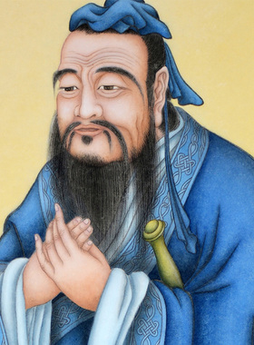 孔子画像圣人卷轴挂画国学书房客厅教室学堂幼儿园装饰画供奉国画