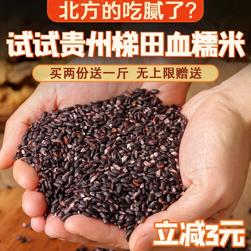 血糯米新米紫米贵州特产2斤真空正宗梯田种植包粽子血糯米黑糯米 - 图0